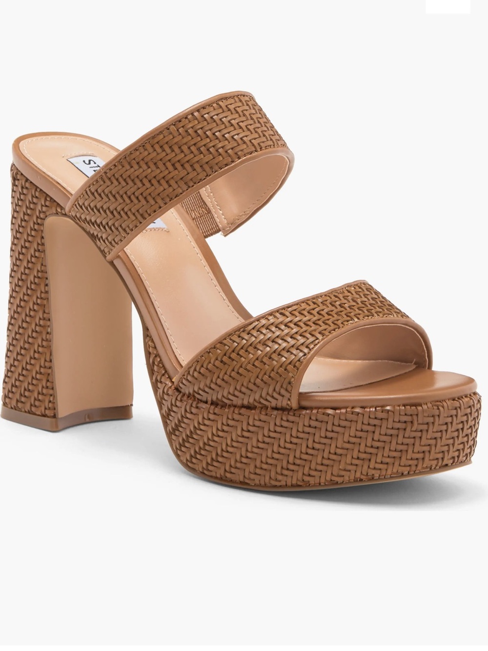 Steve Madden | Stance Woven Platform Slide Sandals | Cognac Brown | size 6.5